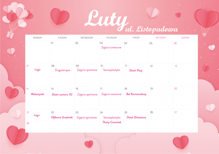 Plan Lekcji Na Miesiac Luty 2017